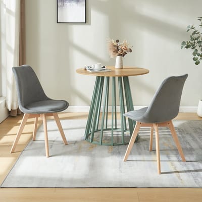 Eetkamerstoelen Fläten set van 2 stuks corduroy grijs en naturel [en.casa]