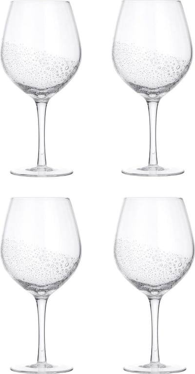 Broste Copenhagen Bubble serie set van 4 Rode wijn glazen - mond geblazen 65 CL