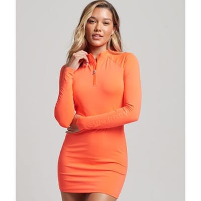 Superdry Nauwsluitende Mini-jurk met Lange Mouwen Cream Grootte: 38