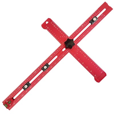 Vierkante Liniaal - Boorpositionering Liniaal - Precisie Houtbewerking - 5-in-1 Multifunctioneel - 61 cm - Rood