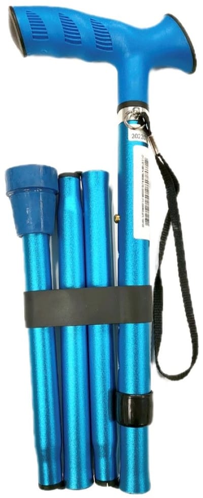 Premis Lichtgewicht Wandelstok Opvouwbaar Met Luxe TPR Greep - Blauw