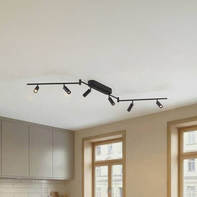 Lindby LED plafondlamp Eldrin, 6-lamps, spots, zwart