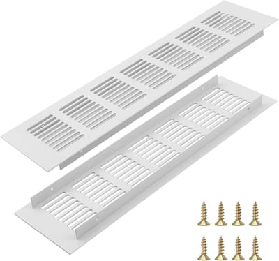 Ventilatieroosters - Luchtgaten - Meubelventilatie - Roestvrij Aluminium - 30x8 cm - Wit