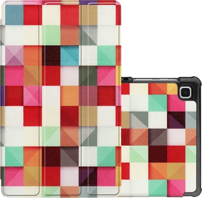 Hoes - Geschikt voor Samsung Galaxy Tab A7 Lite - Dun & Stevig - Trifold Bookcase - Hard Cover - Hardcover Book Case - Tablet Hoesje - Blokken