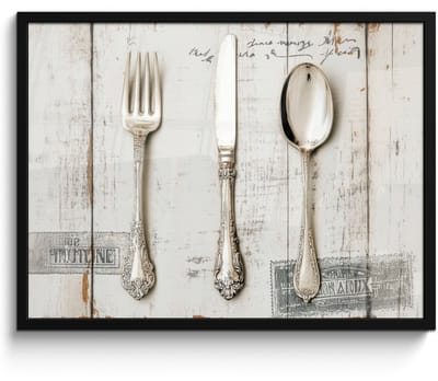 Poster in lijst - Fotolijst 70x50 cm - Posters - Zilver - Bestek - Hout - Posterlijst zwart - Decoratie - Wanddecoratie woonkamer - Muurdecoratie slaapkamer