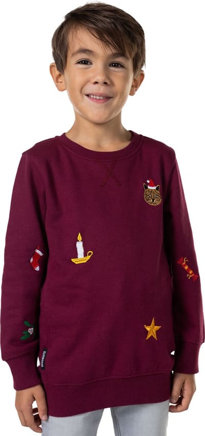OppoSuits Deluxe X-Mas Icons - Burgundy - Kids Kerst Sweater - Kersttrui - Kerst - Rood - Maat 2 Jaar