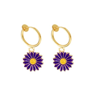 Klem oorbellen - Paars - Aster - goudkleurig - geen gaatje- Charme Bijoux