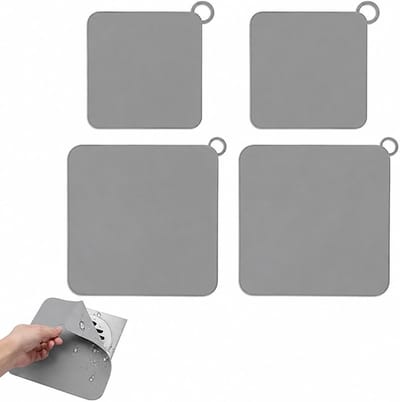 Afvoerafdekking Set - Universele Afvoerplug - Afvoeren Dicht Maken - Anti Geur Insecten - 4 Stuks - Grijs