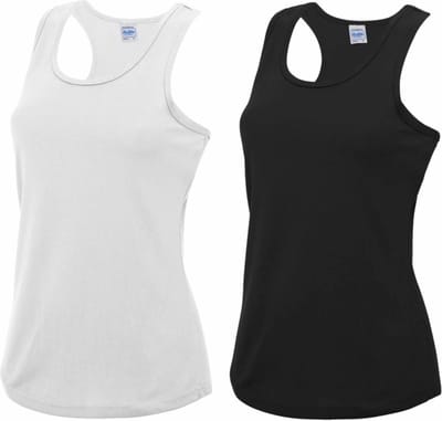 Voordeelset -  wit en zwart sport singlet voor dames in maat Medium - Dameskleding sport shirts M (38)