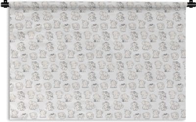 Wandkleed - Wanddoek - Olifant - Patroon - Baby - 180x120 cm - Wandtapijt
