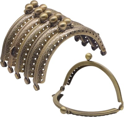 6 Stuks Metalen Portemonnee Frame - Gesp Halve Ronde Handtas Sluiting - Vintage Handtas Sluiting Munt Portemonnee Frame Gesp Accessoires 8,5 cm Brons