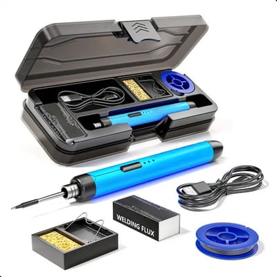 Tech Essentials Draadloze Soldeerbout - 8W - USB-C - Met Tin - Kit - Fijnsoldeerwerk - Pen - Accu - Soldeerset - Solder - Elektrisch Gereedschap - Blauw