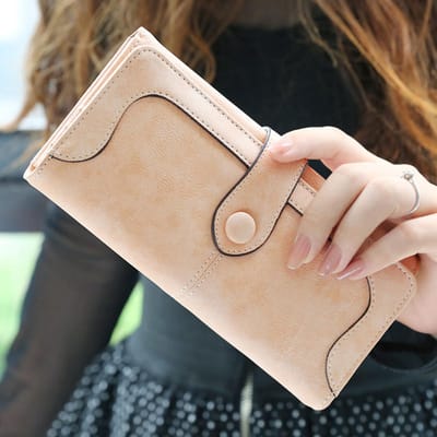 Vintage Elegant Lange Damesportemonnee met Meerdere Kaartsleuven PU Leer Schattig Veelzijdig Dubbelgevouwen Zacht Leer Creditcard Nul Portemonnee