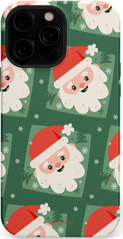 Casetastic hoesje geschikt voor Apple iPhone 13 Pro Max - MagSafe - Dubbellaagse bescherming - Kerstmannen in het bos - Fashion Case - Donkergroen Wit Terracotta Crème