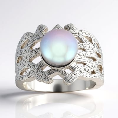 Cavill - Zilveren ring - 925 Sterling zilver gerhodineerd - 8 mm zoetwaterkweekparel - Elegante parelring - MONOSONO Collection