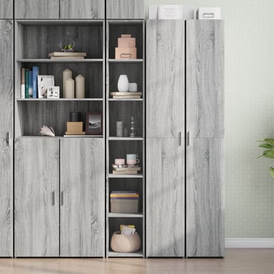 vidaXL - Hoge - kast - 30x41x185 - cm - bewerkt - hout - grijs - sonoma - eikenkleurig