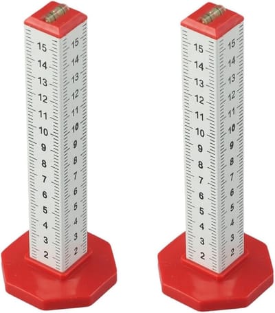 Hoogte Markering Liniaal - Tegel Meetgereedschap - Nauwkeurig Tegelen - Ingebouwde Waterpas - Set van 2 - Rood Wit