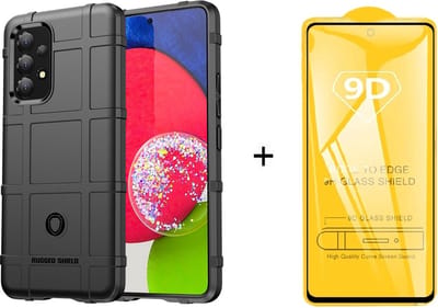 Telefoonhoesje geschikt voor Samsung Galaxy A53 Anti-Shock TPU Hyrbide hoesje zwart met full body glas screenprotector