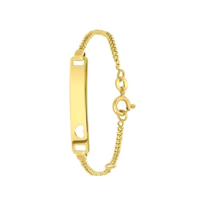 Lucardi Meisjes Armbandje met hanger met plating - Hart - Cadeau - Echt Zilver - Goudkleurig