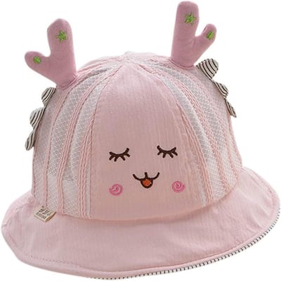 Baby Zonnehoed - Kinder Pet - Bescherming Zomer - Leuk Cartoon Design - 48cm Hoofdomtrek - Roze