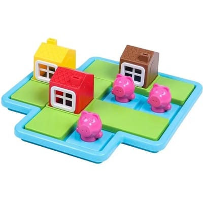 Montessori De Drie Kleine Biggetjes Slimme Verstopspel Bordspellen met Oplossingsvaardigheid Puzzel Logica Kinderen Begeleidend Speelgoed W13103WW-