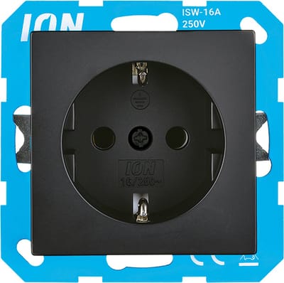 ION industries stopcontact met randaarde en kinderbeveiliging - V1/J1 mat zwart (10.300.216) - wandcontactdoos