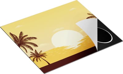 Chefcare Inductie Beschermer Zonsondergang met Palmbomen - Abstract - 60x50 cm - Afdekplaat Inductie - Kookplaat Beschermer - Inductie Mat