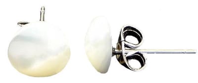Parelmoeren oorbellen Little White Shell Round - parelmoer - edelstaal - rond - oorknopje - wit - luxe sieraden zakje - witte oorknopjes - oorbellen dames