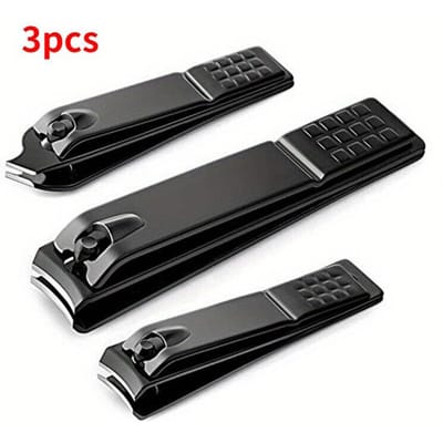 3 Stuks/set Zwart Roestvrij Staal Nagelknipper Professionele Nagelschaar Teennagel Vingernagel Knipper Manicure Pedicure Tool 3pcs