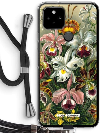 Case Company® - Hoesje met koord geschikt voor Google Pixel 5 hoesje met Koord - Haeckel Orchidae - Telefoonhoesje met Zwart Koord - Bescherming aan alle Kanten en Over de Schermrand