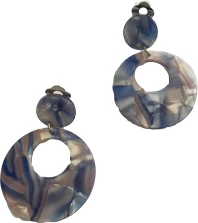 Petra's Sieradenwereld - Clipoorbel hanger blauw rond (390)