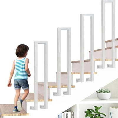 Trapleuning U-vorm - Trapsteun Leuning - Veilig Traplopen - Gepoedercoat Metaal - 55cm Lengte - Wit