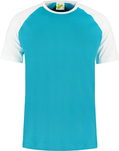 L&S T-shirt Baseball SS in de kleur Turquoise/ wit in de maat XL