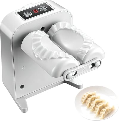 Automatische dumplingmachine voor het snel en eenvoudig maken van ravioli, deeg en knoedels met roestvrijstalen accessoires en gebruiksvriendelijke bediening.