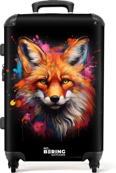 NoBoringSuitcases.com® - Kinderkoffer - Kindertrolley - Vos als street art kunstwerk - Koffer kind groot - Rolkoffer lichtgewicht - Reiskoffer met 4 wielen - Grote trolley XL - 20 kg bagage