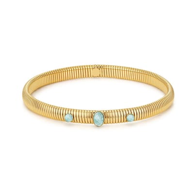 Twice As Nice Armband in edelstaal, met blauwe stenen Goudkleurig 19cm