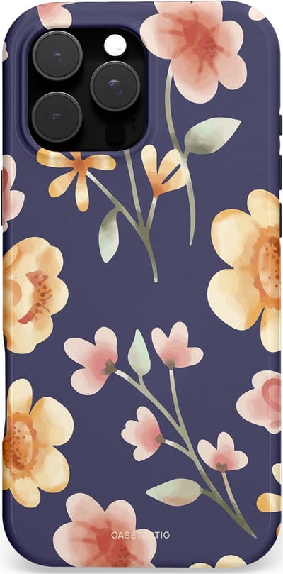 Casetastic Hoesje Geschikt voor Apple iPhone 16 Pro Max Magsafe - Stijlvolle Beschermende Duo-layer Case - Fluweel Bloemendesign