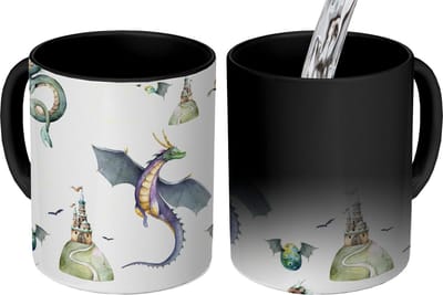 Magische Mok - Foto op Warmte Mokken - Koffiemok - Jongens - Patronen - Draak - Kasteel - Magic Mok - Beker - 350 ML - Theemok