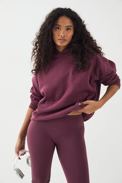 Dames DSGN Studio Contrast Script Oversized Hoodie | Pruim | Maat: Medium
