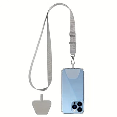 Daity 1 stuk verstelbare mobiele telefoon lanyard hoge kwaliteit nylon crossbody lanyard - nek past op alle smartphones (grijs)