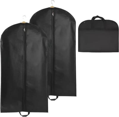 SnelShoppen - 2pcs 60x120cm Garment Bag - Lange Kledingzak met Handvat - Ademend Opbergzak voor Jassen, Overhemden, Avondjurken, Kostuums - Zwart