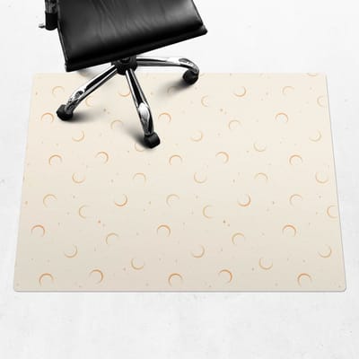 Wallfluent - Vloerbeschermer Manen En Sterren - 120x90 cm - Romig Vloerbeschermer Bureaustoelmat - Rechthoekig - Vloerbeschermer PVC-Stoel Mat-Kantoordecoraties - Boho-patroon