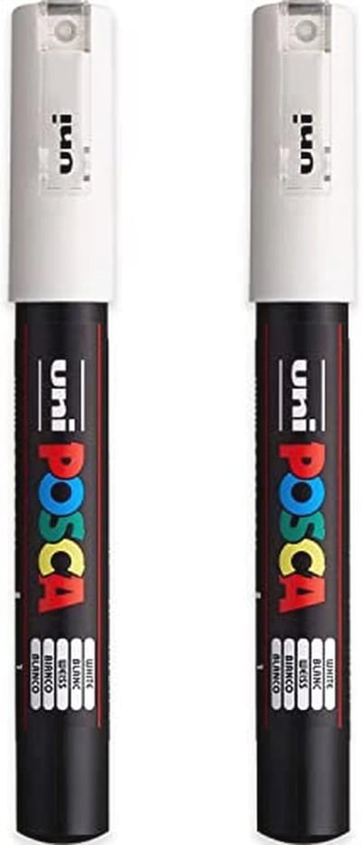 Permanente Marker Paint Pen - Op Waterbasis voor Multi-oppervlakte Gebruik - 0,7 mm Penpunt - Witte Inkt - Pack van 2