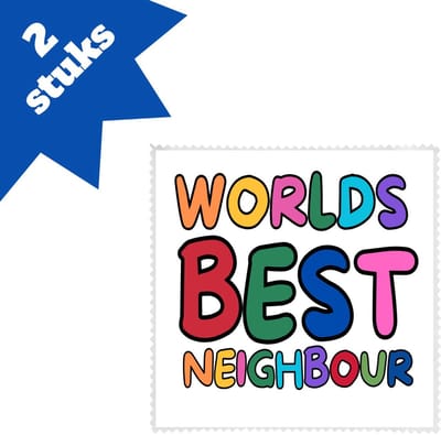 Akyol - world's best neighbour brillendoekjes - Buurman - beste buurman - verjaardagscadeau - kado - gift - 17,8 bij 17,8 cm - 2 stuks