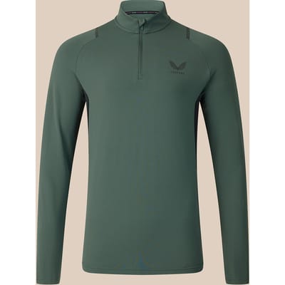 Heren Apex Slim Fit Kwartrits Top - Groen/zwart