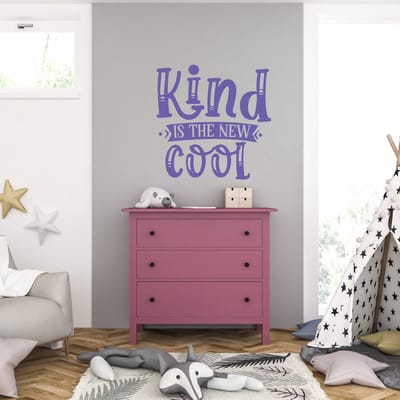 Muursticker - Kind Is The New Cool - 40,6 x 40,6 - Paars