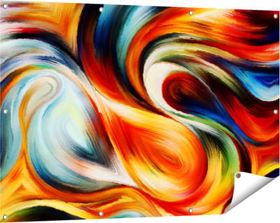 Gards Tuinposter Abstracte Kunst van Kleurrijke Verf - 120x80 cm - Tuindoek - Tuindecoratie - Wanddecoratie buiten - Tuinschilderij