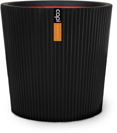 Capi Europe - Vaas conisch Groove NL - 36x34 - Zwart - Opening Ø29 - Bloempot voor binnen en buiten - Levenslang garantie - Breukbestendig - 100% Recyclebaar - CO2 Neutraal geproduceerd - KGVBL612