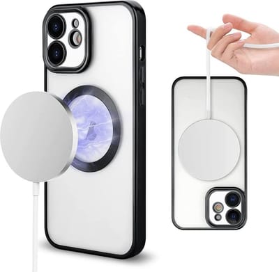 Hoesje Geschikt voor iPhone 12 Magsafe hoes backcover – Lens beschermer – Transparant / Zwart