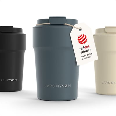 LARS NYSØM Bevægelse Thermos Coffee Mug-to-go 380ml - BPA-vrij met Isolatie - Lekvrije Roestvrijstalen Thermosbeker (Stone Blue - Powder)